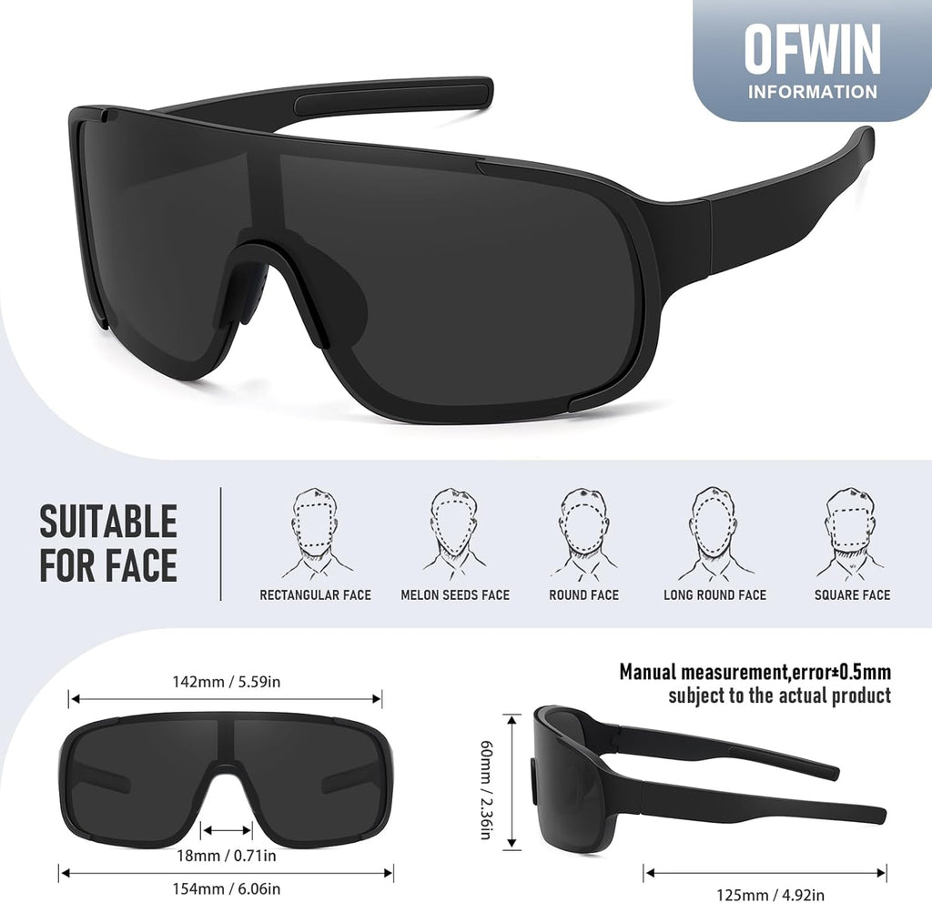 Polarized Cycling Sports Sunglasses for Men Women UV Protection Fishing Bike Running Wrap Around Sun Glasses
