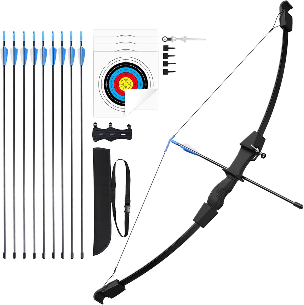 40" Youth Bow and Arrow Set for Kids 8-12 & Teens - Ambidextrous Recurve Archery Gear with Safety Arrows - Toys for