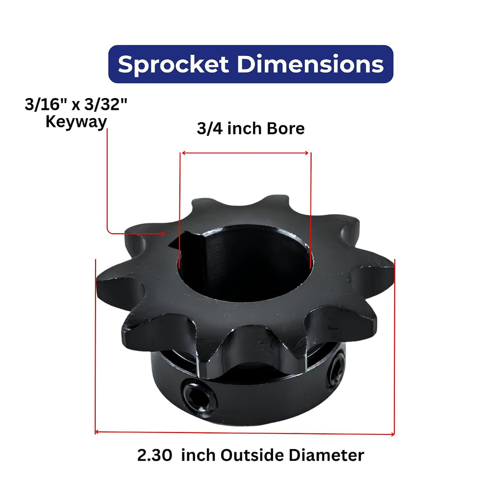 Jeremywell #50 Roller Chain Sprocket, 10 Tooth B-Hub, 3/4" Bore