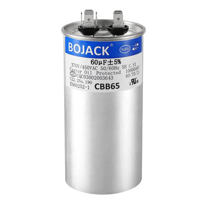 BOJACK 60 uF ±5% 60 MFD 370/450 V CBB65 Round Run Start Capacitor for AC Motor Run or Fan Start and Cool or Heat Pump Air Conditione