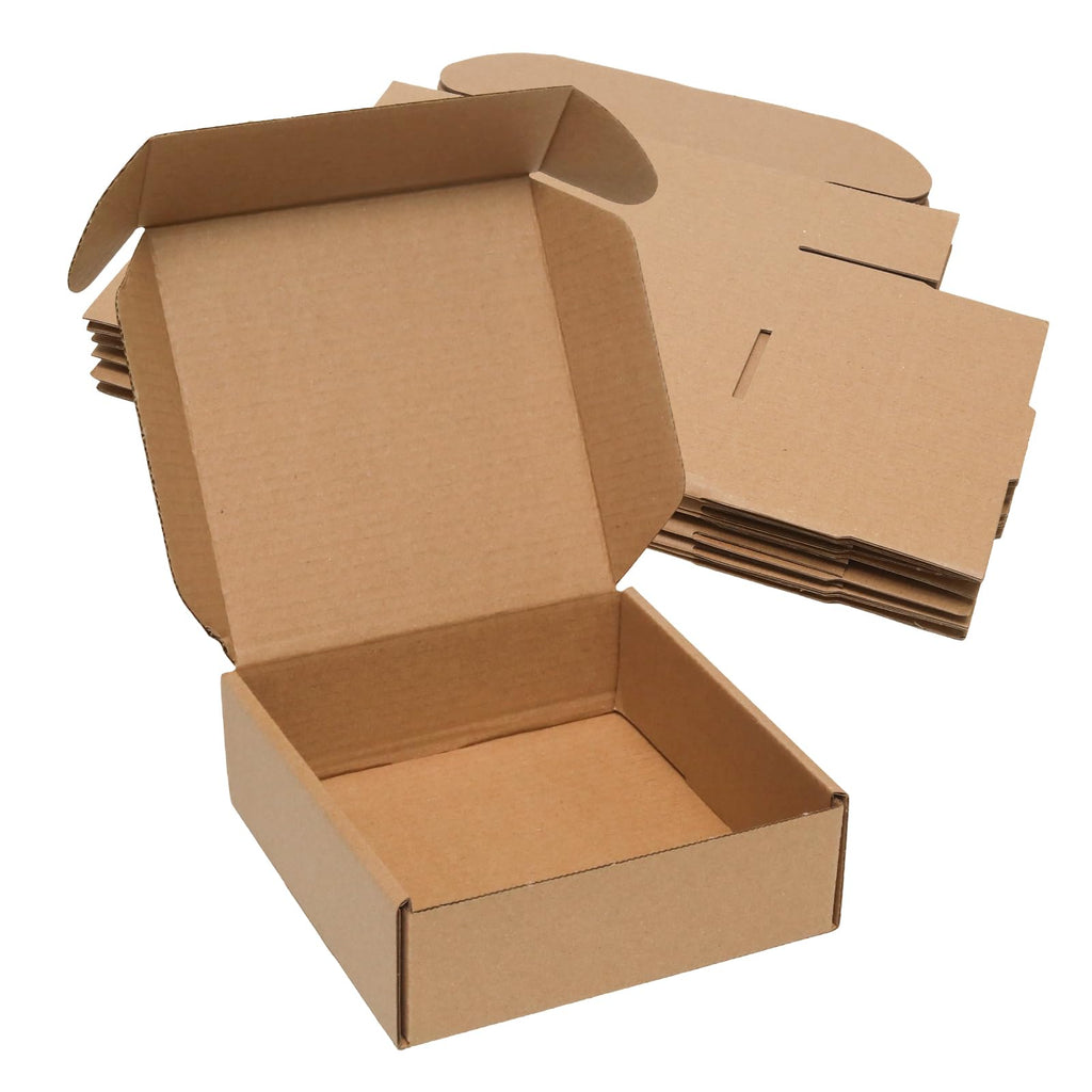 10 Pack 6x6x2 Shipping Boxes, Small Brown Corrugated Mailers