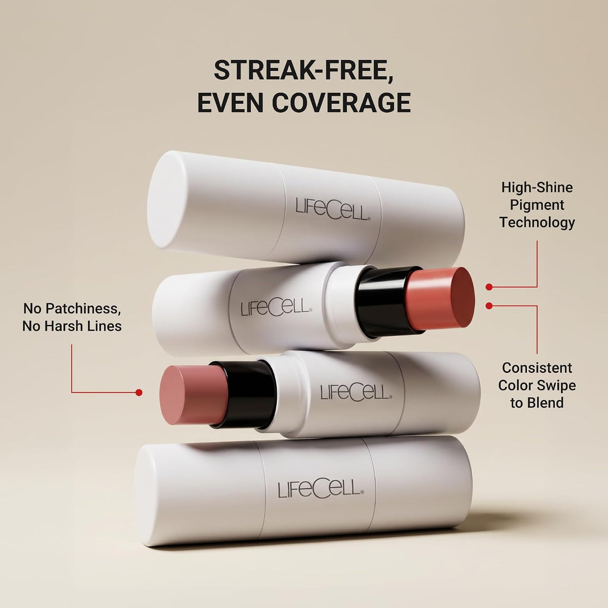 Cream Blush Stick, Peach - Vegan Buildable Color, 0.25oz