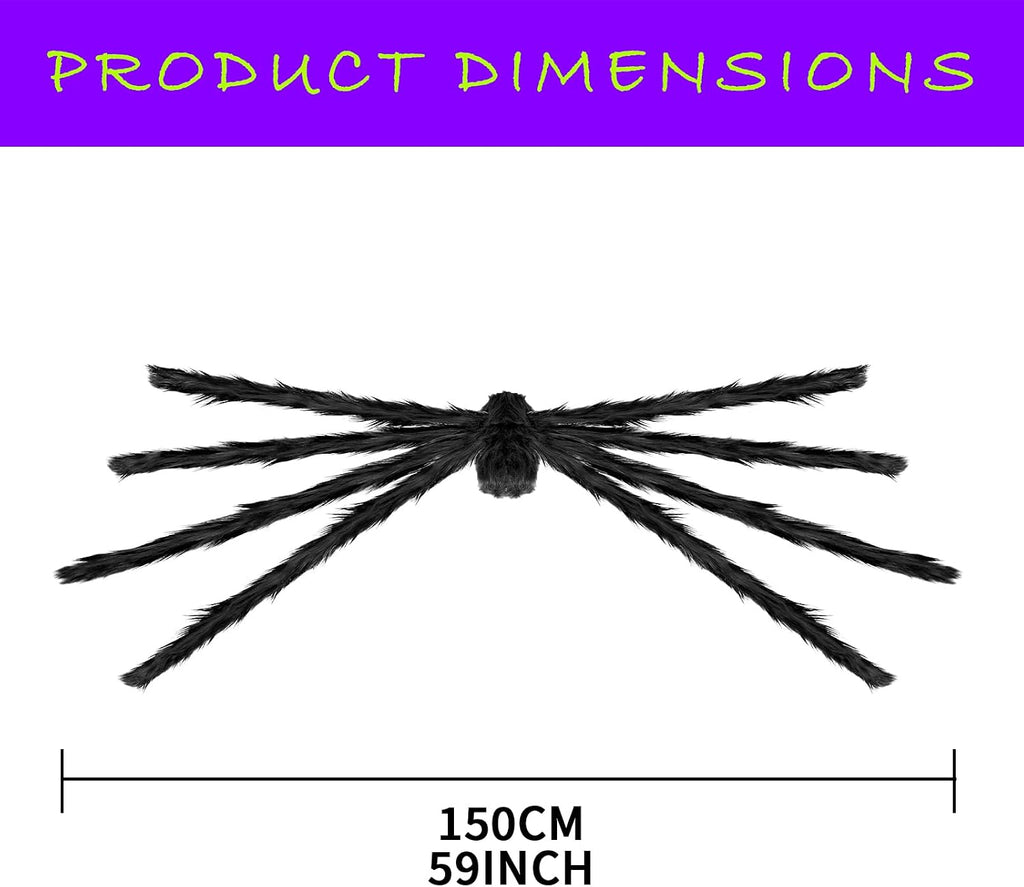 Halloween Decorations Outdoor, 2PCS 59" Scary Giant Spiders, Halloween Party Decorations, Large Haunted House