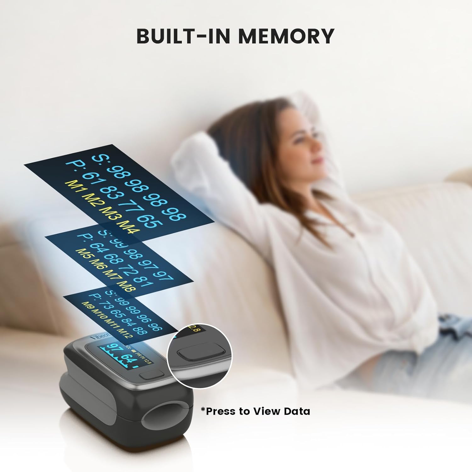 Fingertip Pulse Oximeter, Blood Oxygen Saturation Monitor, Finger O2 Sensor with Pulse Rate, Batteries and Lanyard