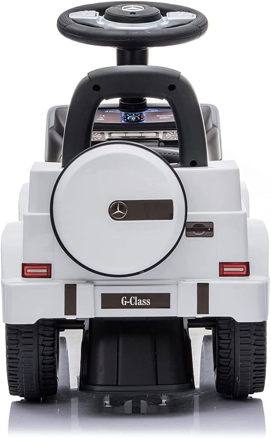 Kids Outdoor Stroller Mercedes G-Wagon Push Car with Working Lights, Horn, and Music for Ages 1 to 3 years, White |