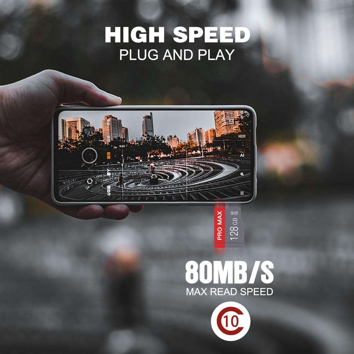 128GB Micro SD Card Memory Card with Adapter, High Speed Class 10