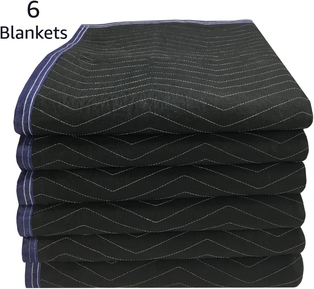6 Performance Moving Blankets 55# per Dozen Professional Quality, Padded Moving Blankets, Furniture Pads