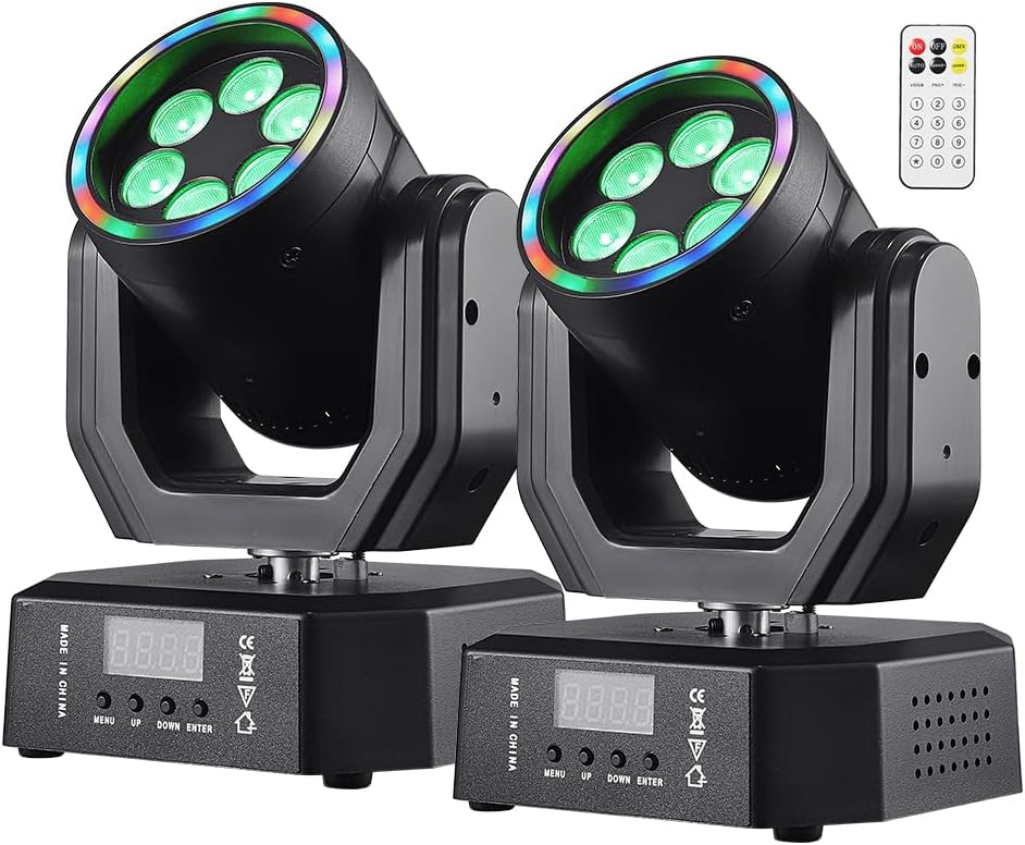 Mini Moving Head Lights, 30W Compact DJ Stage Lights with Remote | Led Moving Head Wash with Halo Effects, DMX512 &