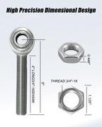 Right Hand 3/4" Heim Joint Rod End w/Jam Nut 3/4" Bore X 4" Long