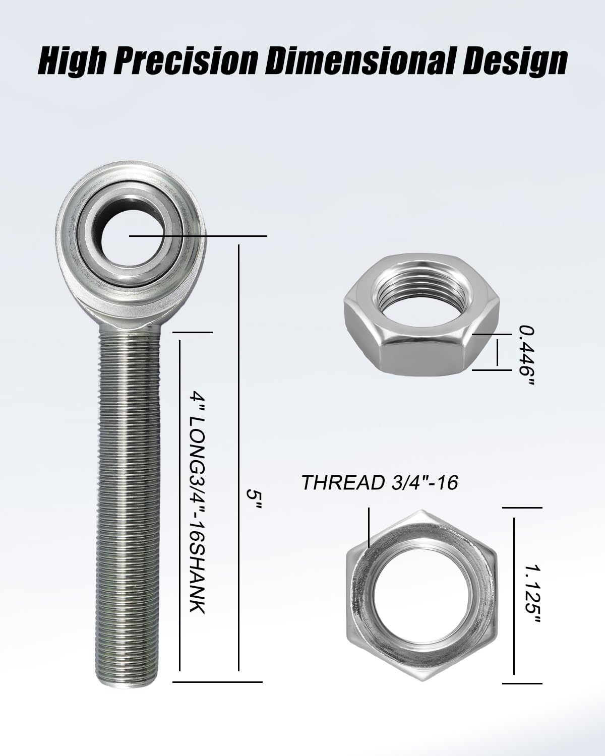 Right Hand 3/4" Heim Joint Rod End w/Jam Nut 3/4" Bore X 4" Long