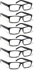 6 Pack Reading Glasses Traditional Frames for Men and Women Readers with Spring Loaded Hinges