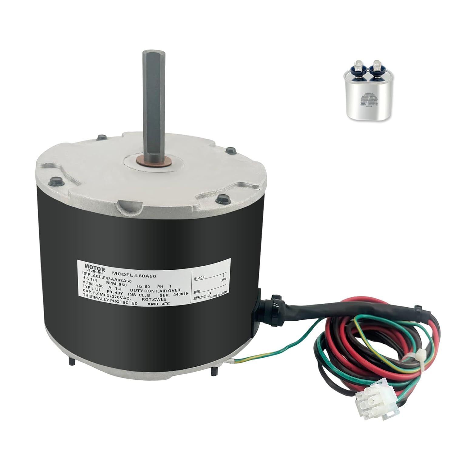 F48AA68A50 Condenser Fan Motor Replace for York, Coleman, GE, Genteq | Luxaire, Century A.O. Smith F48M27A50