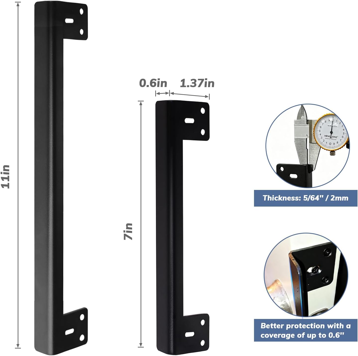 Door Latch Guard Plate for Home Apartment Office Bedroom Outswing Door Security(7-Inch, Black)