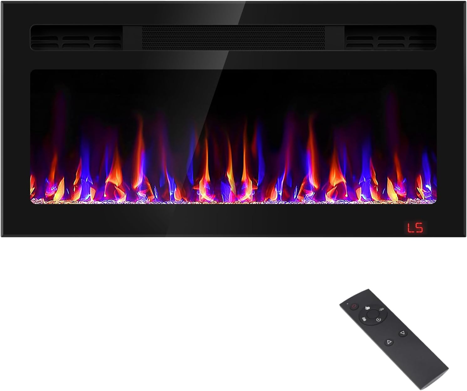 31 Inch Electric Fireplace Recessed and Wall Mounted, Fireplace Heater and Linear Fireplace, Ultra-Thin Electric