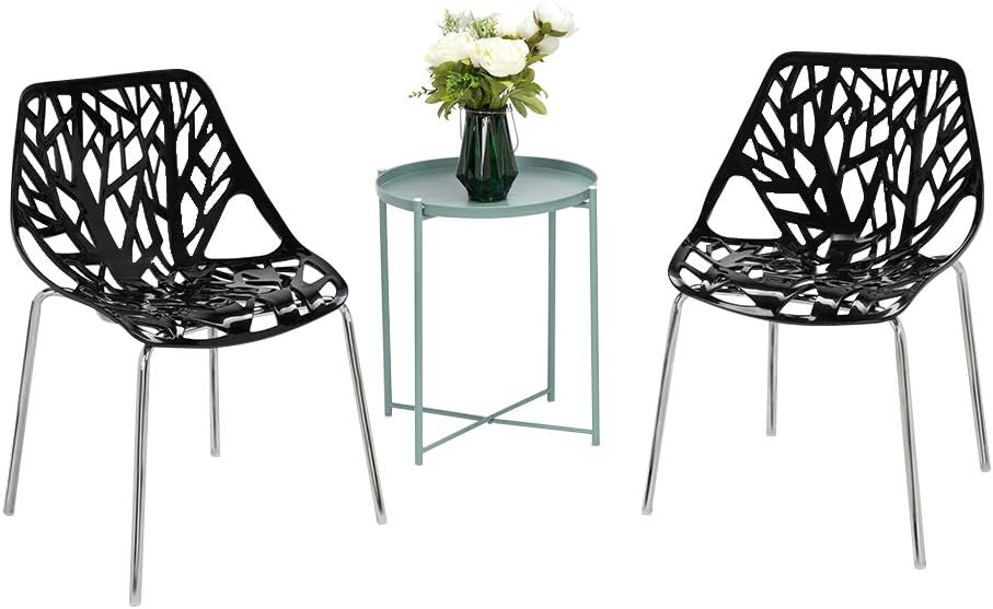 Modern Stackable Dining Chair 6 Pack, Stacking Outdoor Chairs, Black