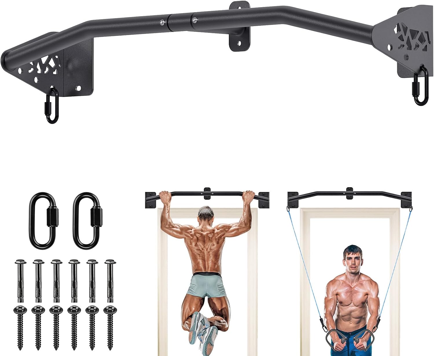 32"/36" Wall Mount Pull Up Bar Joist Mount Chin Up Bar for Doorway | Heavy Duty Steel Construction Support 450 lb