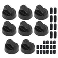 Zreneyfex 8 Pack Control Knobs with 24 Adapters, Replacement for Multiple Models Oven Stove and Range, Black Stove Knobs Replacement Set