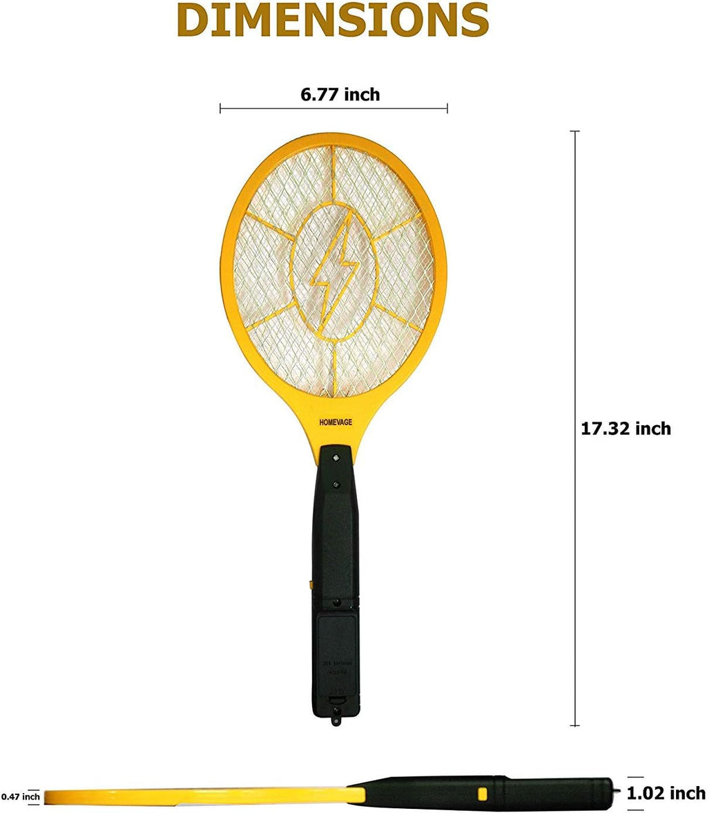 Electric Fly Swatter, High Voltage Bug Zapper with 2 AA Batteries | 3-layer safety mesh, ergonomic handle best for