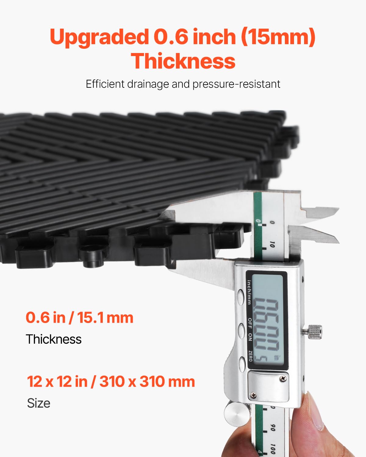 Interlocking Drainage Mat, 12” x 12” Modular Interlocking Cushion, 12 Pcs Splicing Drainage Mats, Non-Slip PP