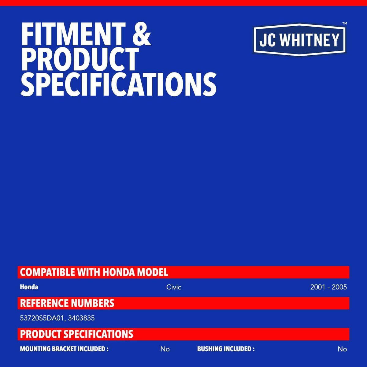 JC Whitney Power Steering Return Line Hose Assembly