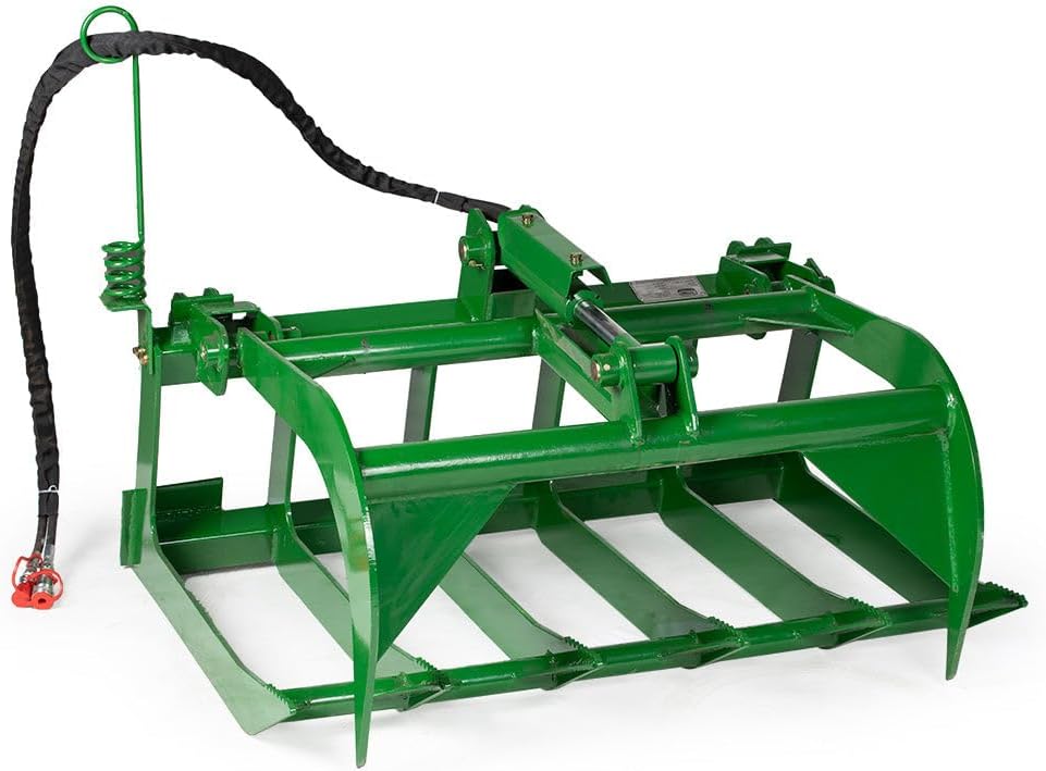 48" Economy Series Root Grapple Bucket Attachment, Hook and Pin Connection, Single 3,000 PSI Cylinder with Cylinder