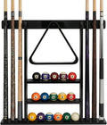 Pool Stick Holder Wall Mounted Pool Cue RackSolid Wood Billiard Stick Holder with Accessory Shelf, Heavy Duty Game