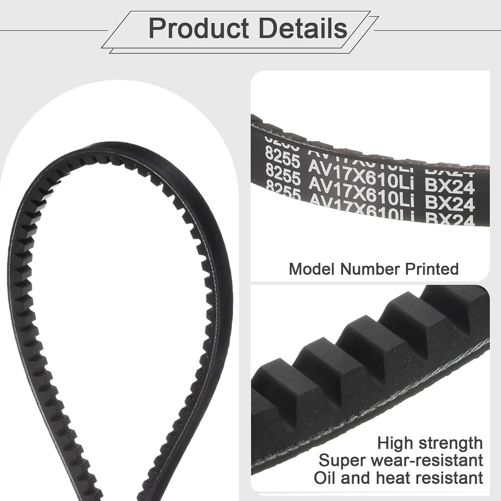 uxcell BX24 EPDM V-Belt, Raw Edge Cogged Industrial Rubber V Belt 0.67" Width x 24" Inside Circumference