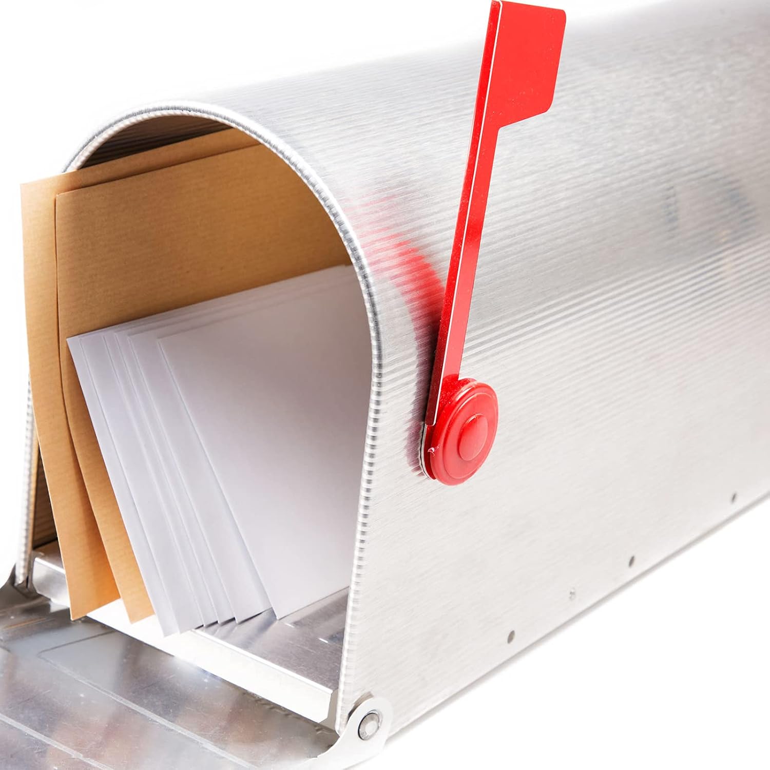 Mailbox Replacement Flag Kit Stainless Steel Red Flag with Self Stick Mailbox Number Stickers Sheet(White Background