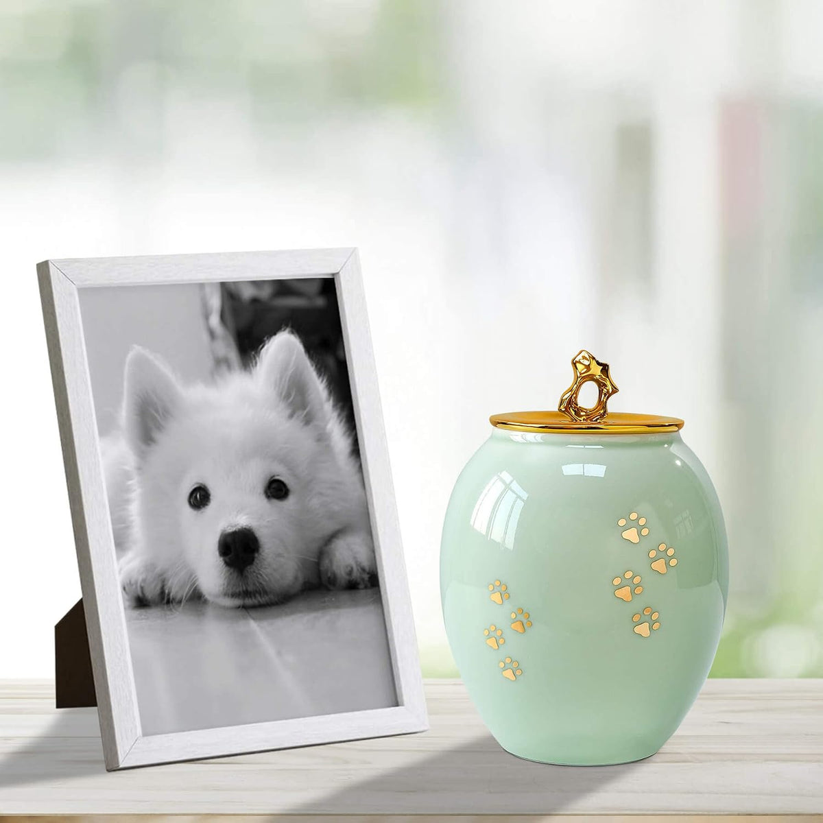 Medium Pet Urns for Dogs Ashes, Ceramics Pet Urn for Cat Ashes
