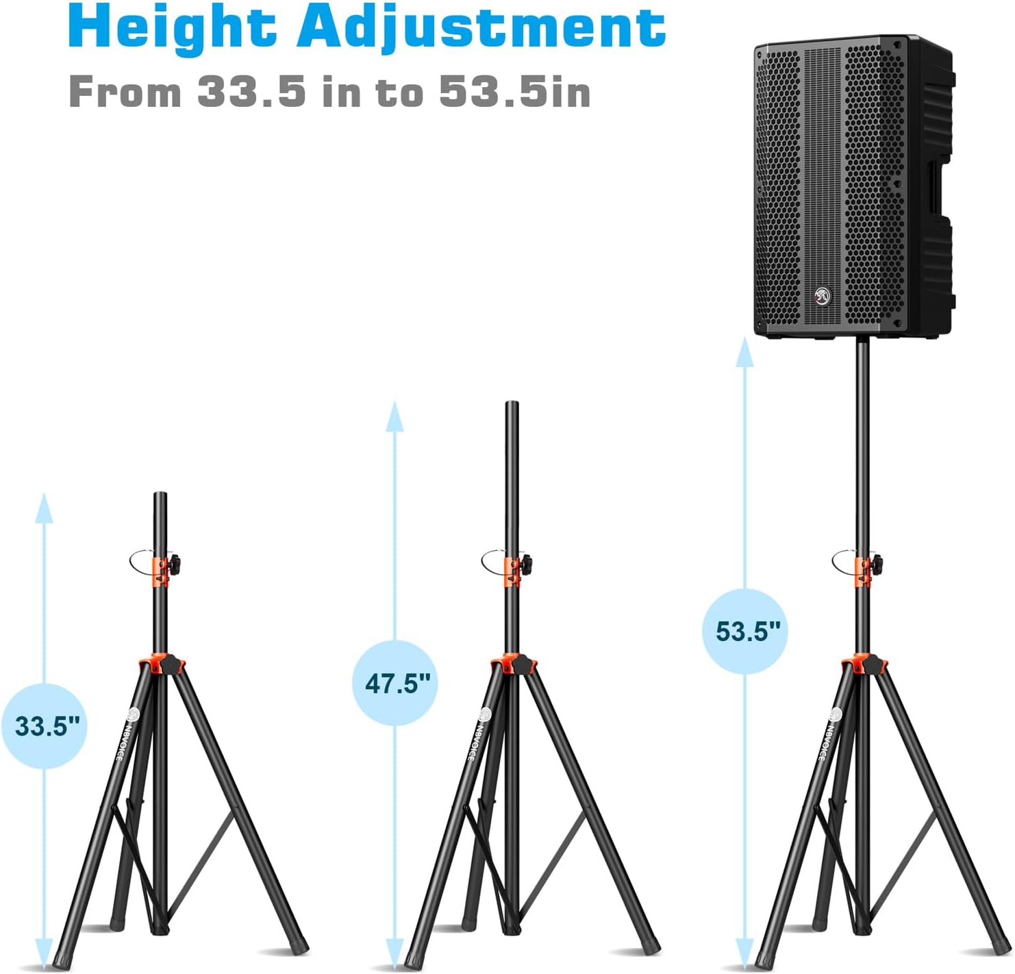 Speaker Stands Heavy Duty - Adjustable Height 50.5'' to 83.5'', Speaker Tripod Stand with Non-Slip Rubber Feet,144lbs
