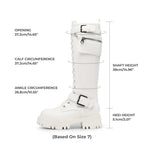 Womens Knee High Combat Boots Platform Heels,White,6
