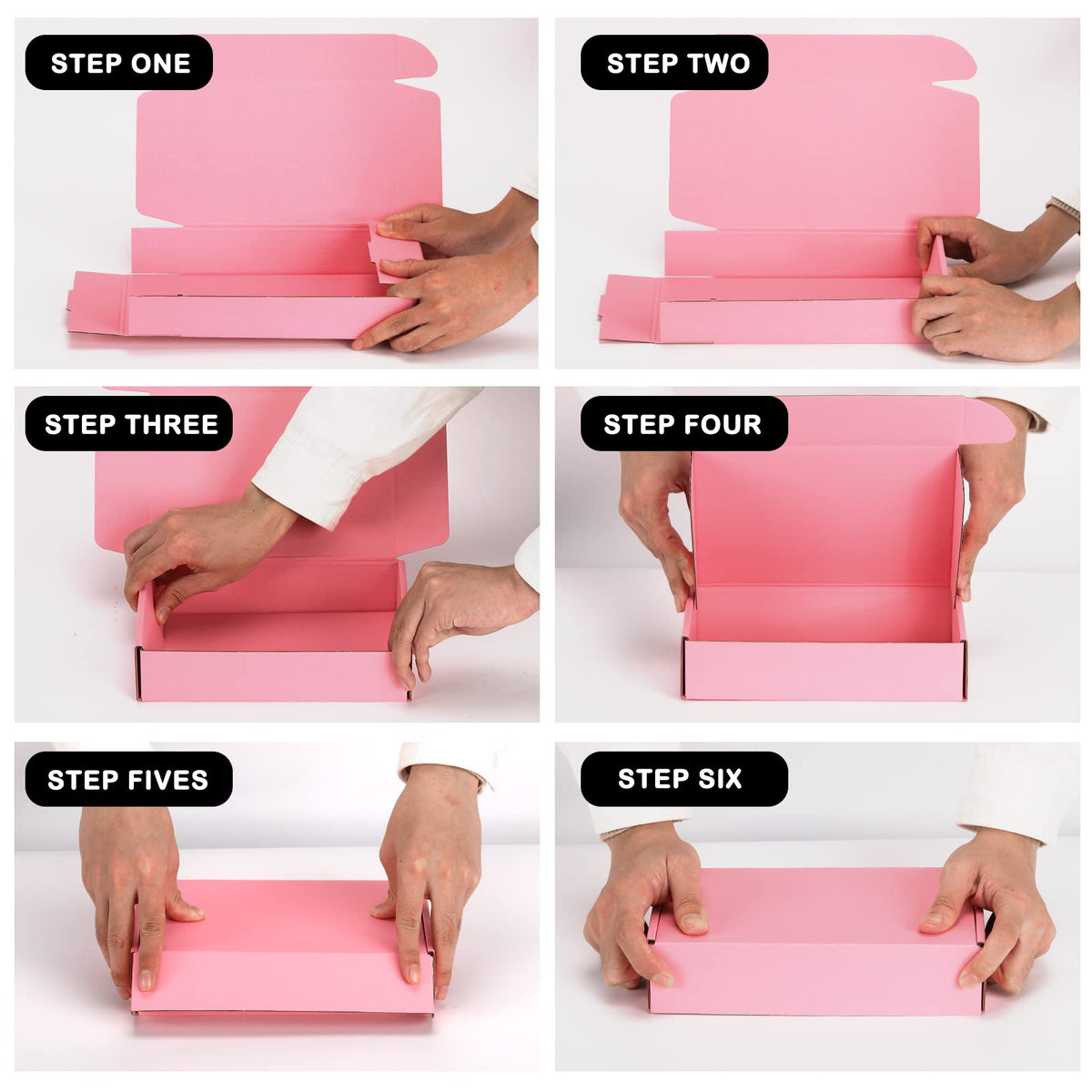 Pink Shipping Boxes 10x10x3 Inches, 20 Pack