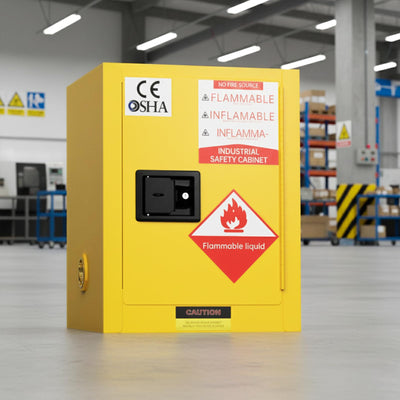 22" x 17" x 17" Flammable Storage Cabinet, 12 Gallon Fire Cabinet with ESD Grounding Cable, Stainless Steel
