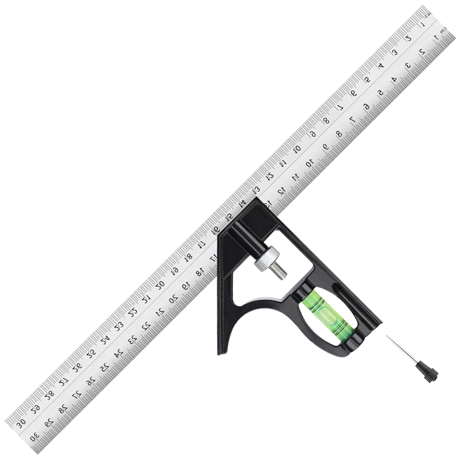12" Metric Combination Square Ruler for Electricians and Carpenters 45-90 Degree Marking Bubble Level Square Tool