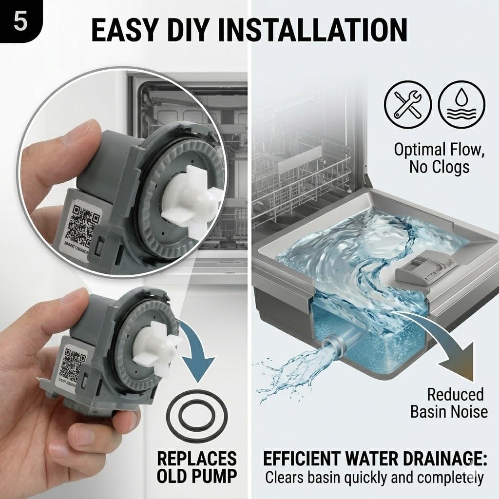 DD81-01527A Dishwasher Drain Pump Replacement – OEM Compatible with DW80R5061, DW80R5060 Series