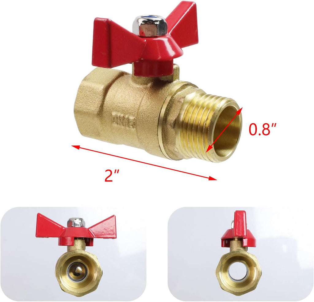 T Tulead Brass Mini Ball Valve 1/2" NPT