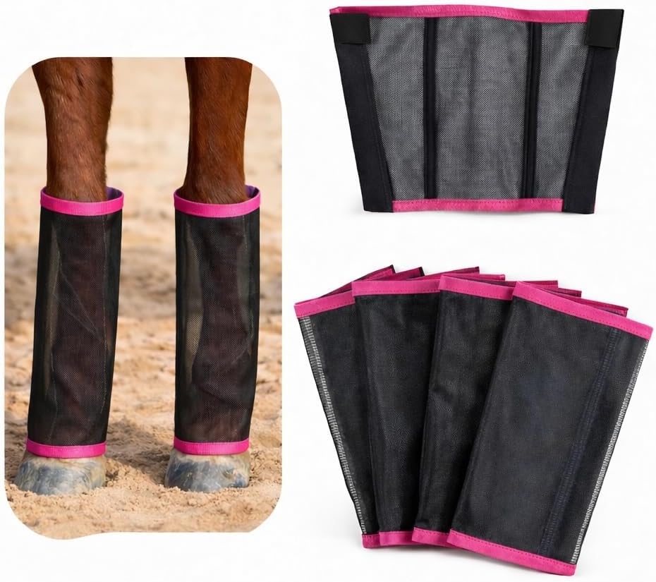 Fly Boots for Horse-Set of 4 Breathable Mesh Horse Fly Leg Guards, UV Protective Lightweight Fly Protection, Reduce