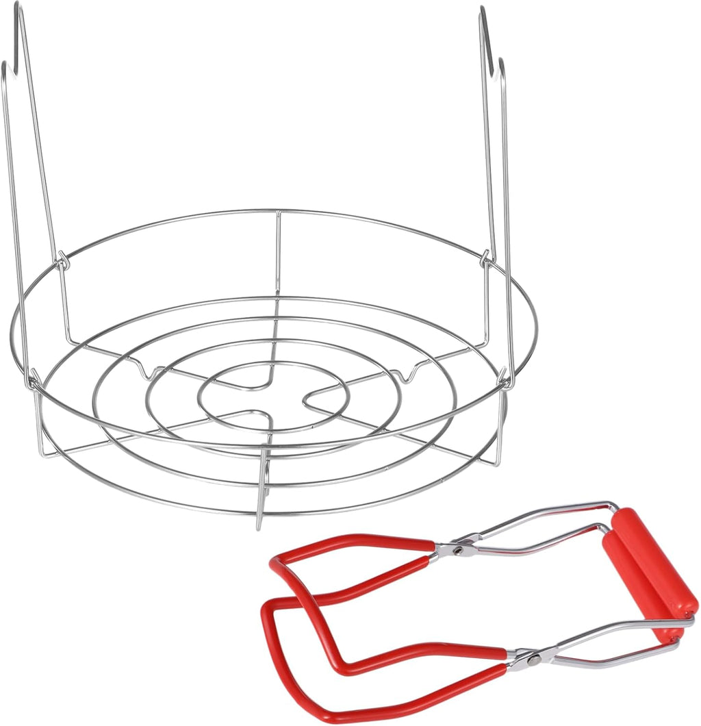 Canning Rack Jar Lifter - 11.3 Inches Canning Rack with Tong, Stainless Steel Canning Steamer Set, Canning Rack for
