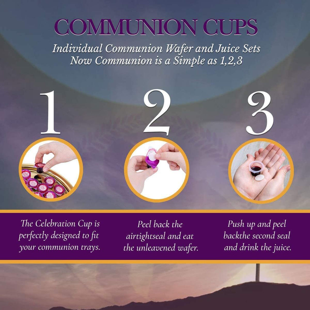 Grape Juice and Wafer Communion Cups Set, Pack of 7
