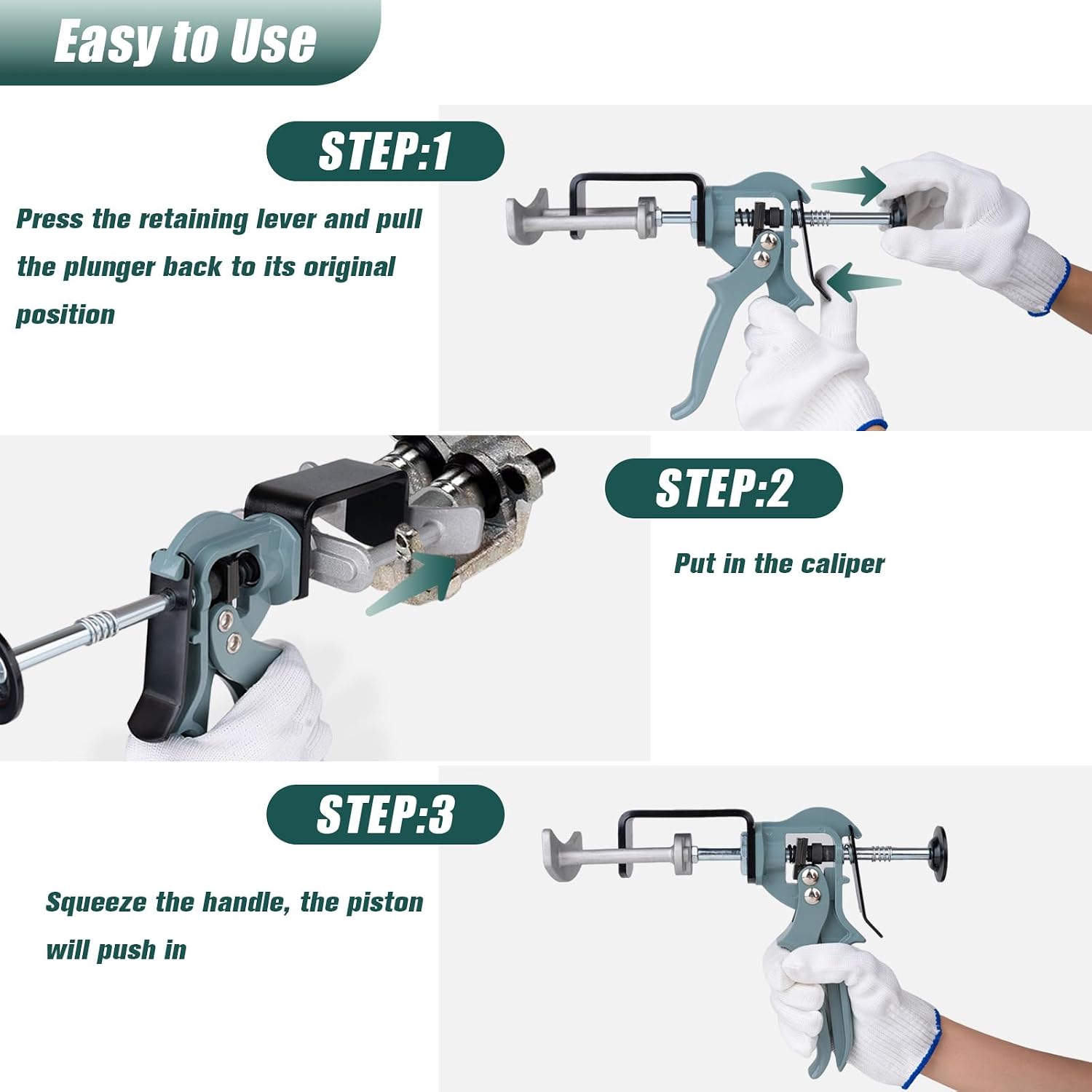 Dual Piston Brake Caliper Compressor, Heavy Duty Brake Caliper Tool, Premium Brake Pad Spreader Caliper Reset Tool