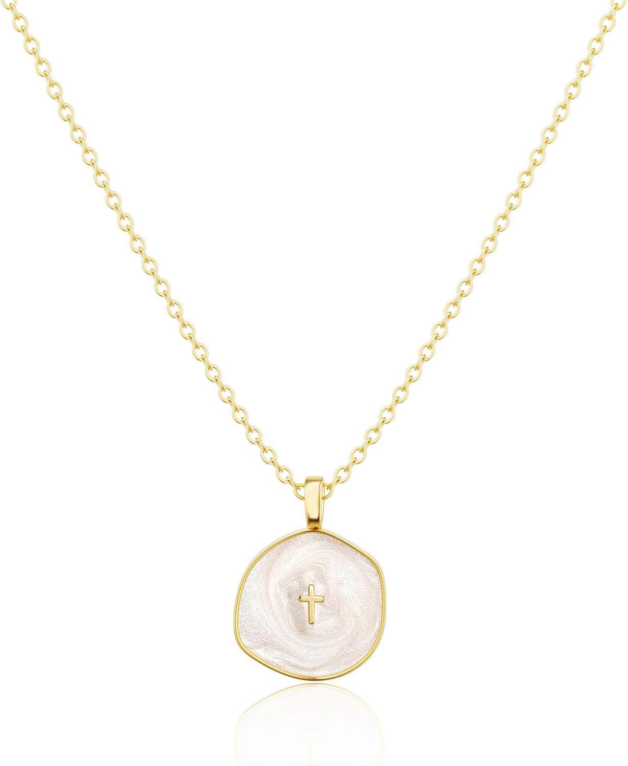 Graduation Gift for Her Cross Necklace for Women-Dainty Simple 14k Gold Plated Cross Pendant Cute Necklaces for Women