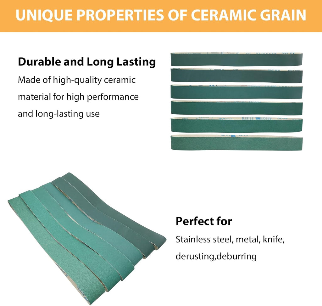2 x 42 Inch Ceramic Sanding Belts for Knife Making,6 Pack