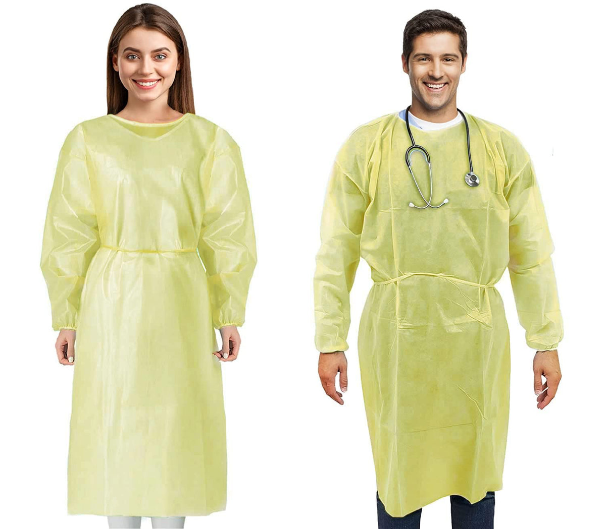 100 Pack Disposable Isolation Gowns, Level 2, Universal Size