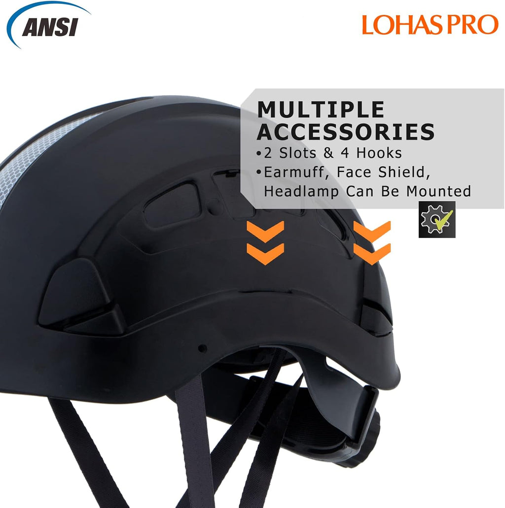 Hard Hats Construction Safety Helmet ANSI Z89.1 Approved OSHA Hardhat, LOHASPRO Vented Men Worker Black Hard Hat with