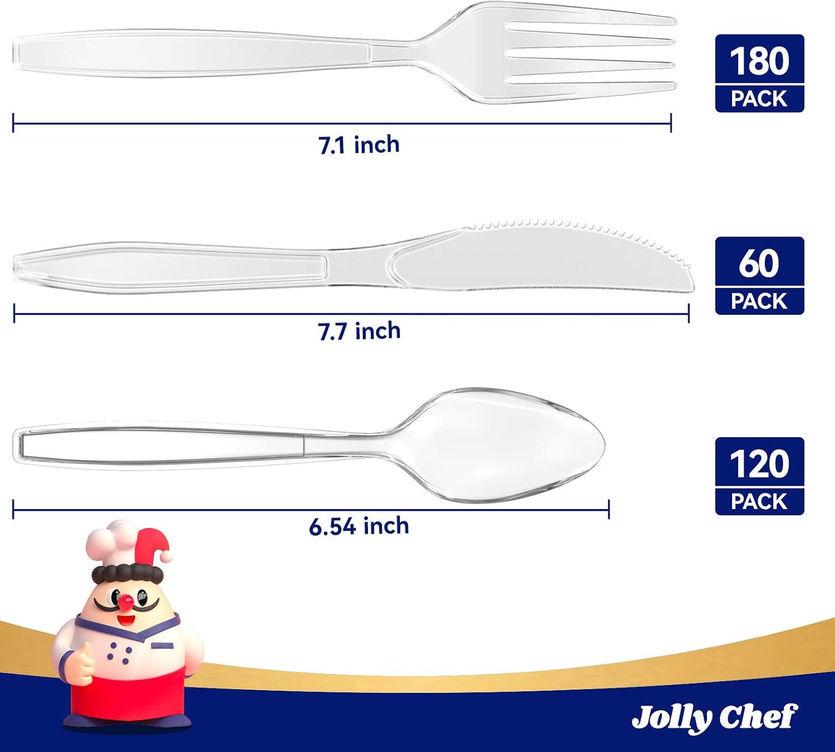 Plastic Silverware 360 Count-180 Forks, 120 Spoons, 60 Knives