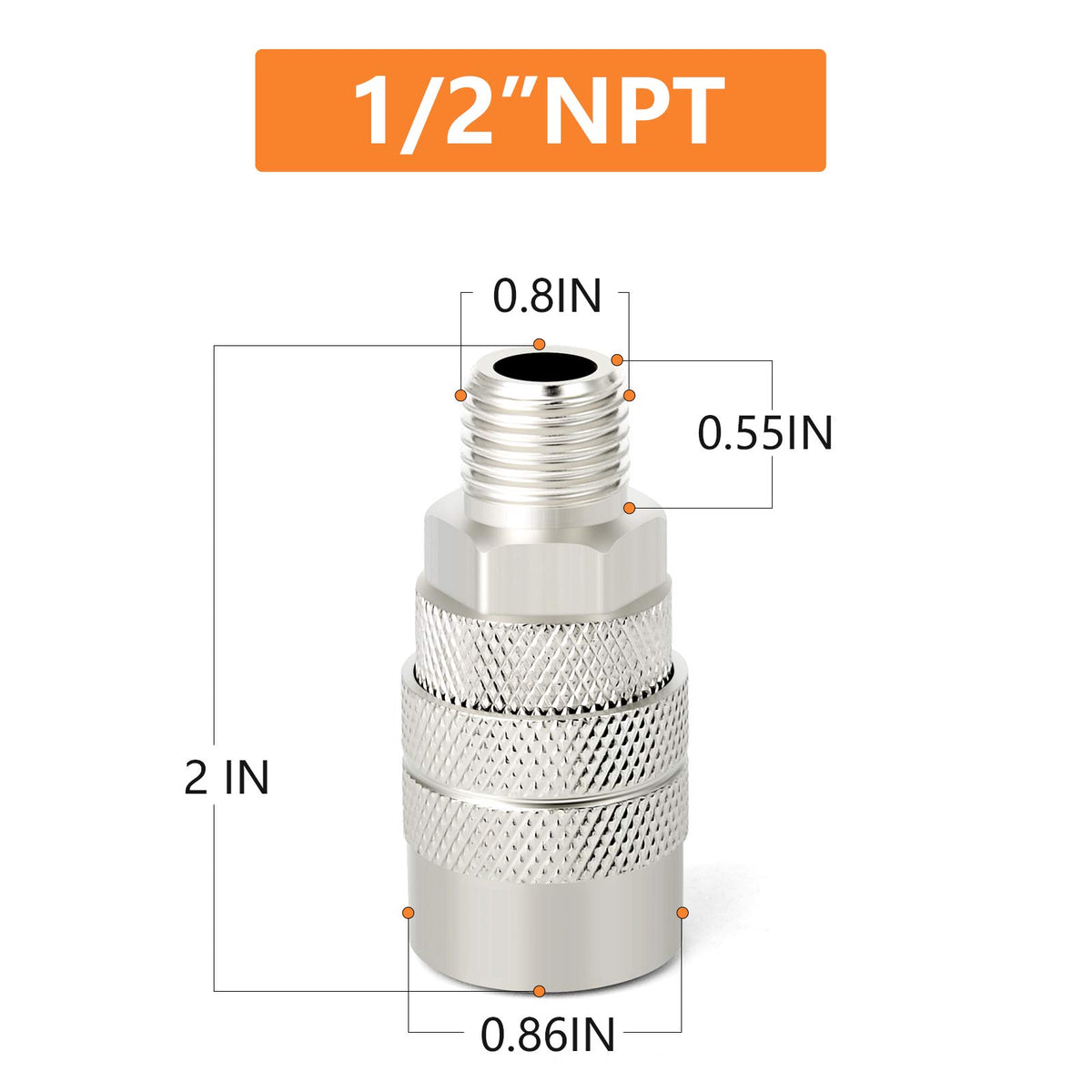 GASHER 12PCS 1/2-Inch Male Industrial Coupler,1/4 Basic Flow Quick Connect Air Coupler