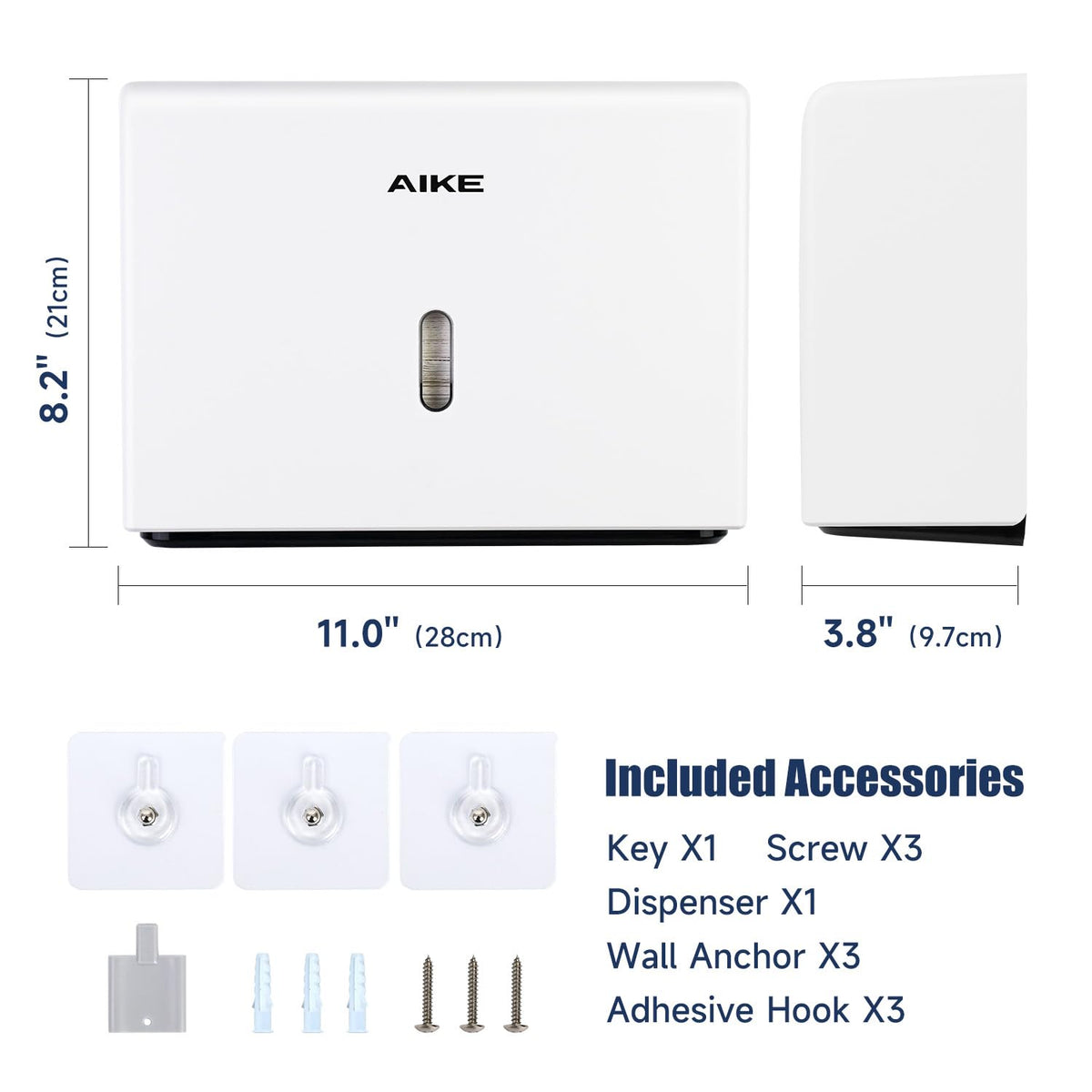 200-Sheet Multifold Paper Towel Dispenser,No-Drill Wall Mount,White