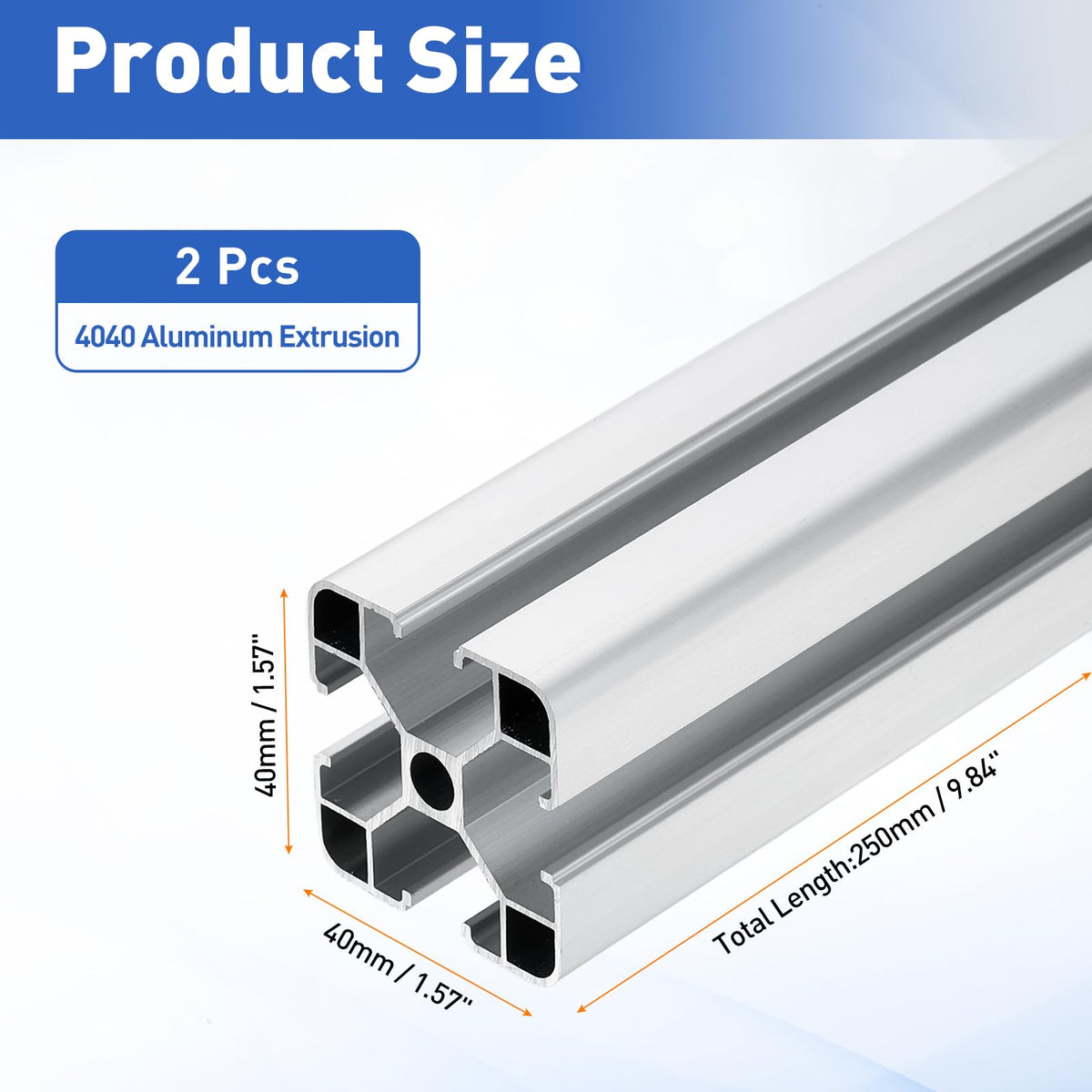 uxcell 2Pcs 250mm 4040 Aluminum Extrusion Profile, Anodized Linear Rail