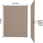 Heavy-Duty Chipboard Sheets 8.5 x 11 in, 80 PT (2mm) Thick, Acid Free