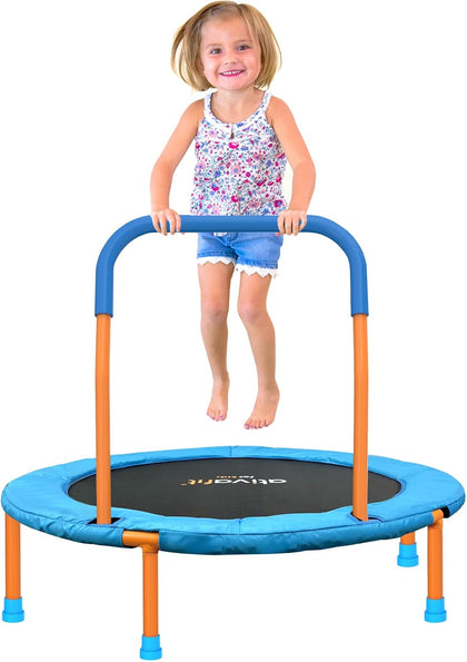 36-Inch Toddler Trampoline with Foam Handle, Foldable Indoor Outdoor Mini Rebounder for Kids Ages 2–6